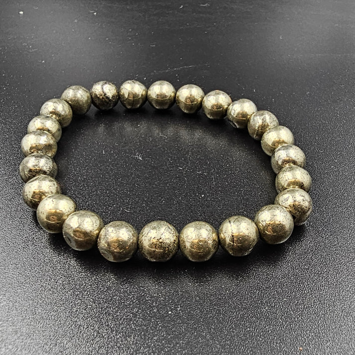 Pyrite Stone Brecelets (8MM Round Elastic)